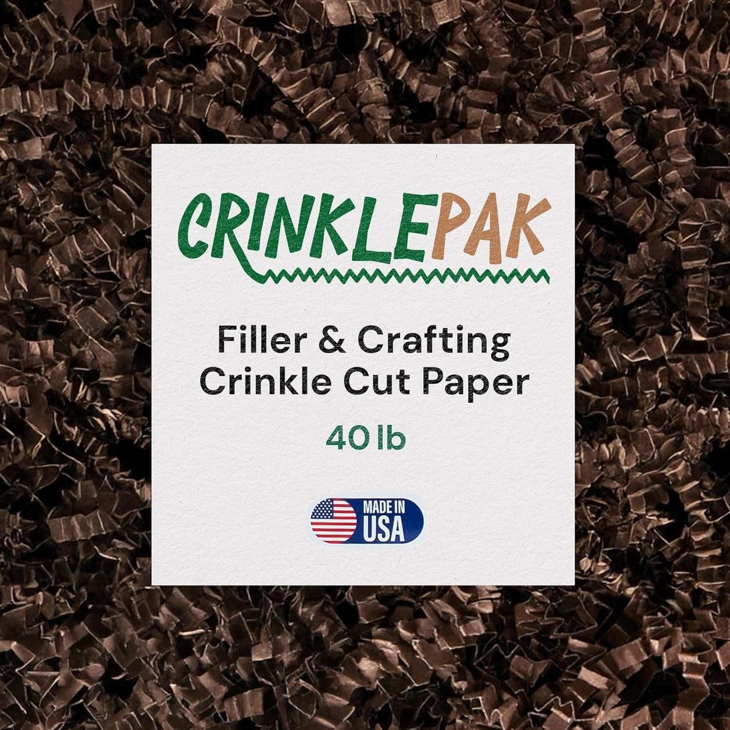 40 lb Chocolate Crinkle Cut Shred packaging filler paper in deep brown color