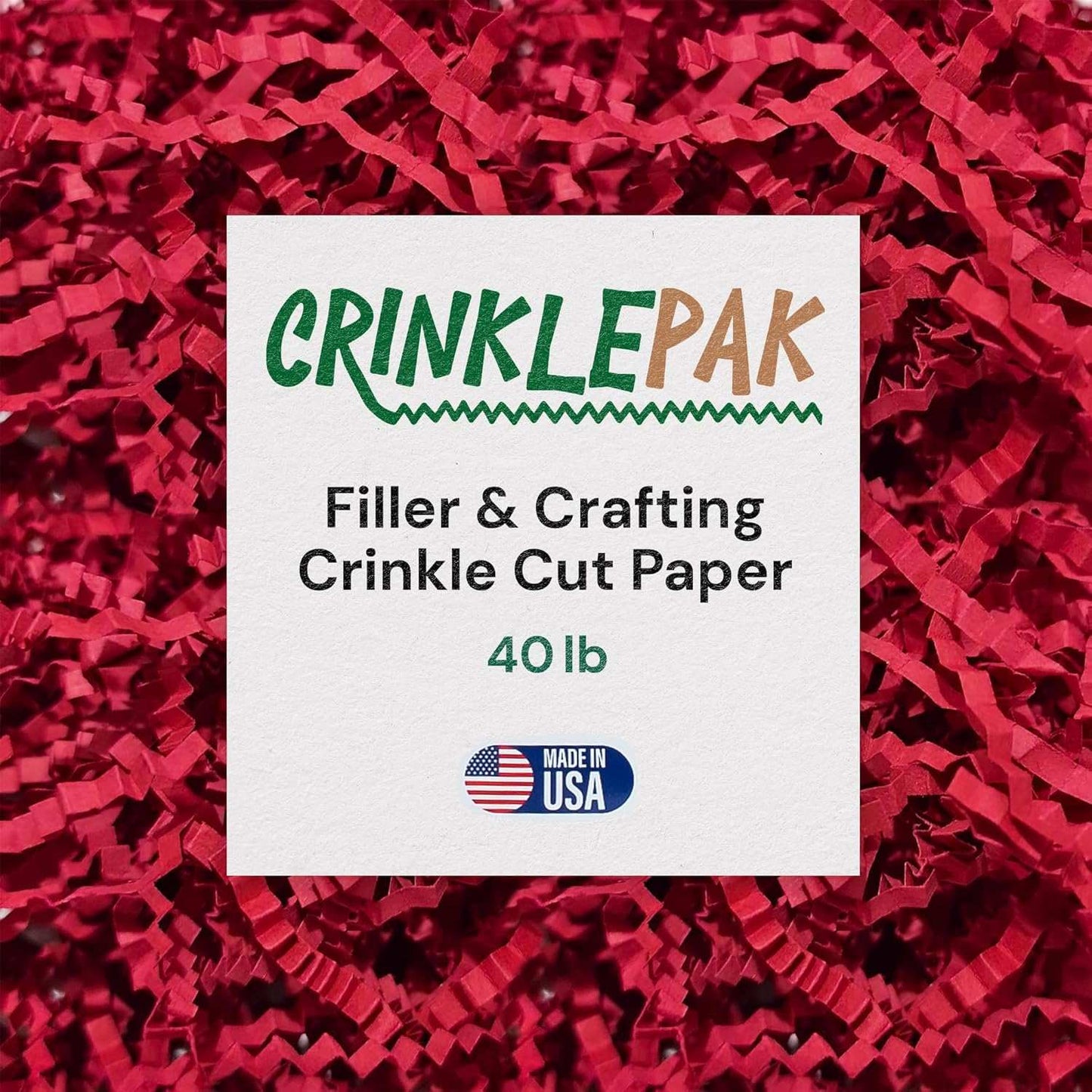 40 lb pack of red crinkle cut shred paper filler for packaging and crafting