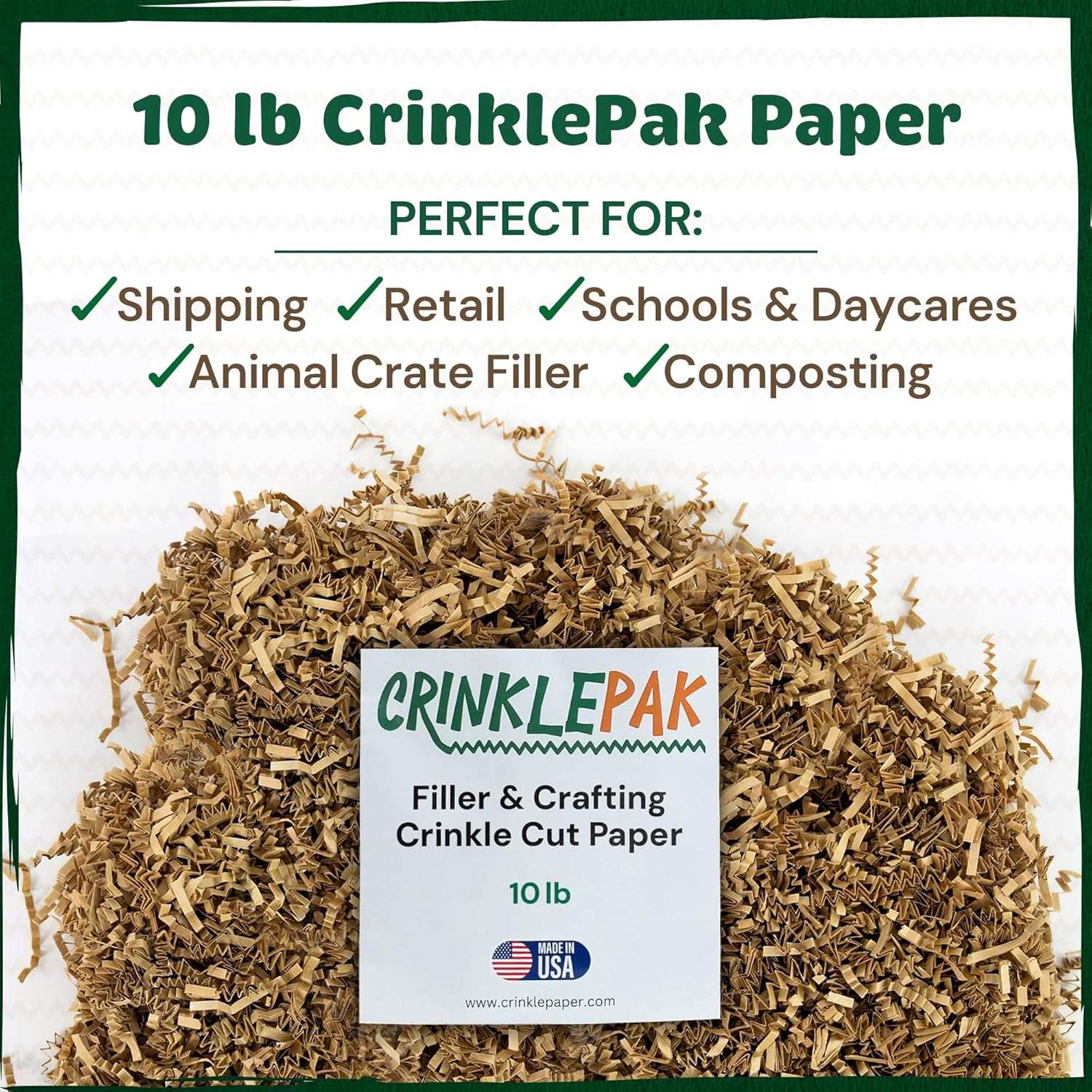 10 lb Kraft Crinkle Paper filler for shipping, retail, crafting, and eco-friendly packaging