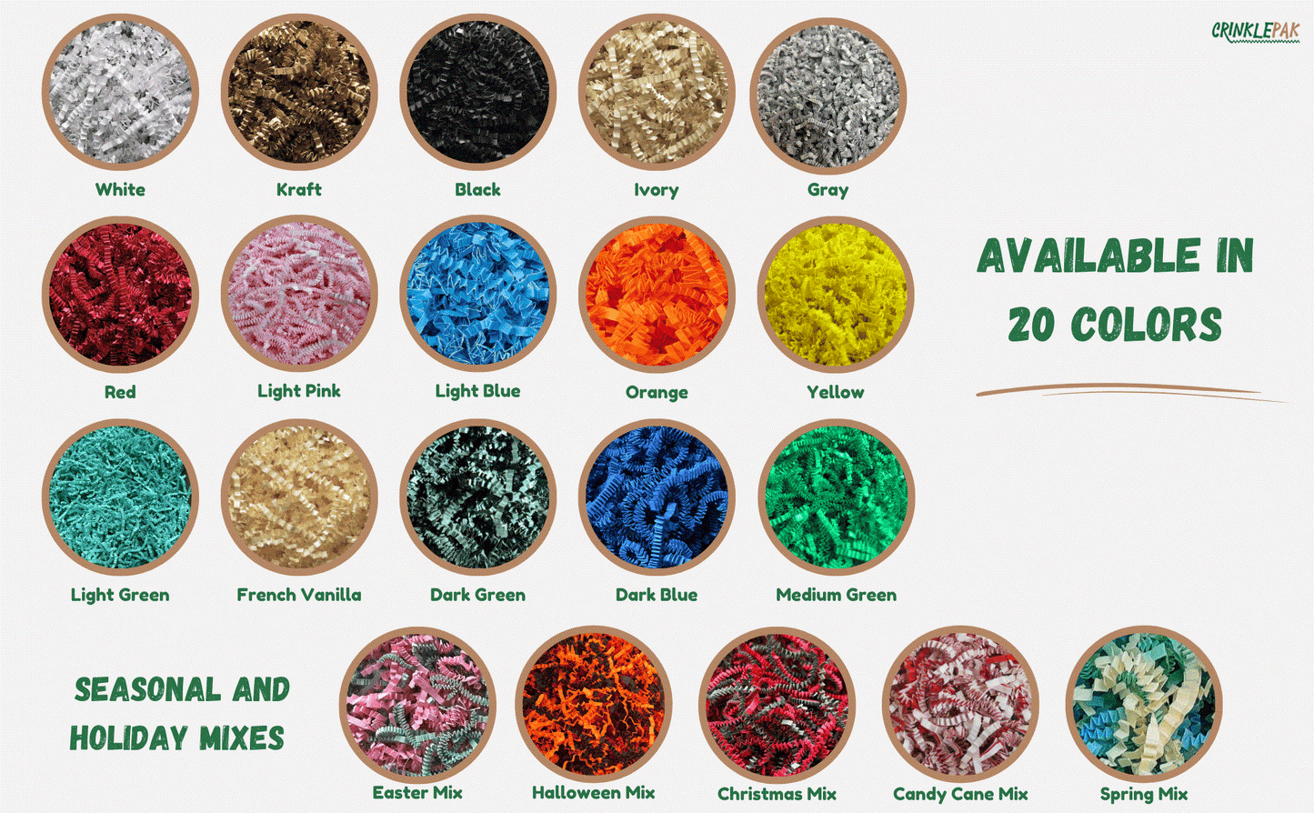 40 LB Green Crinkle Paper, crinkle paper filler
