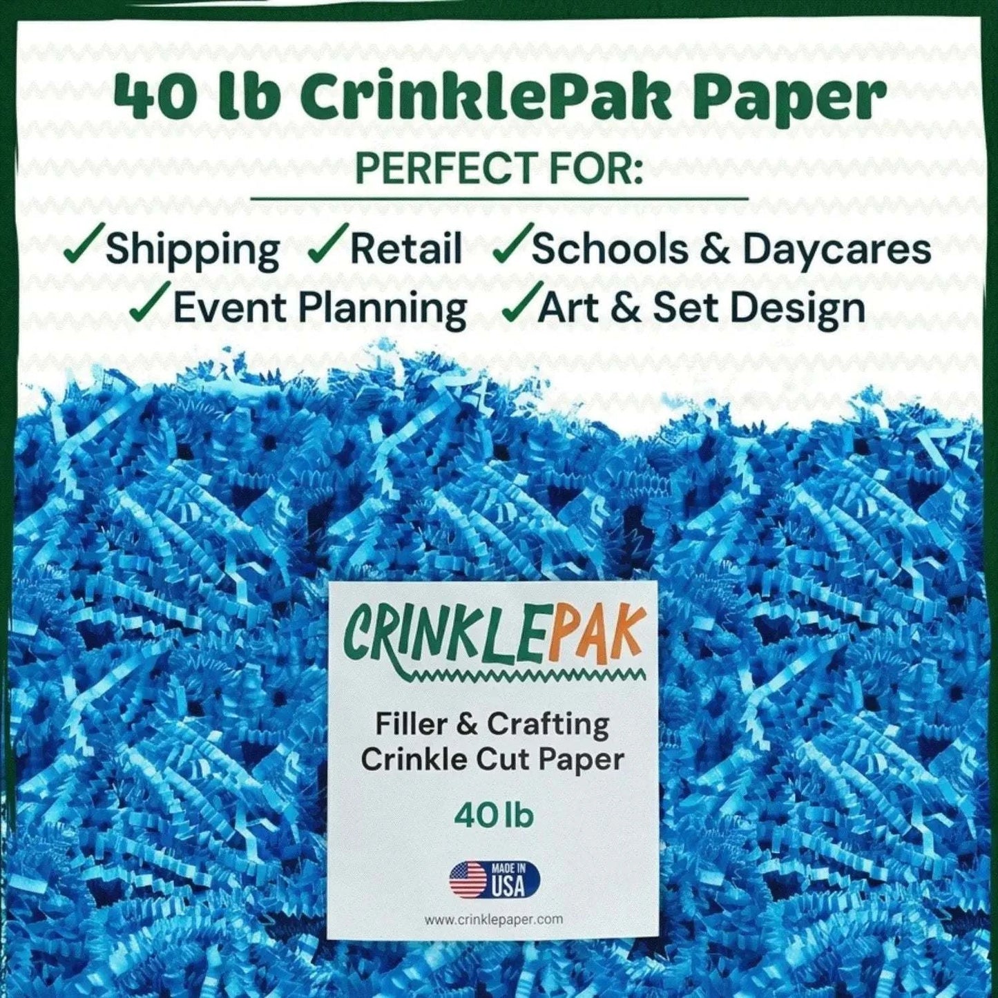 40 LB light blue crinkle paper for gift packaging and cushioning