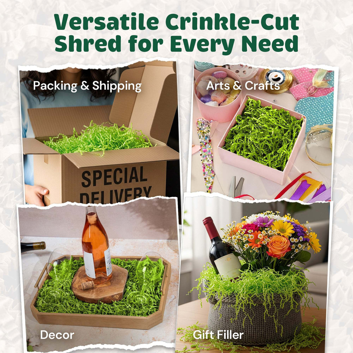 40 LB LIME GREEN CRINKLE PAPER