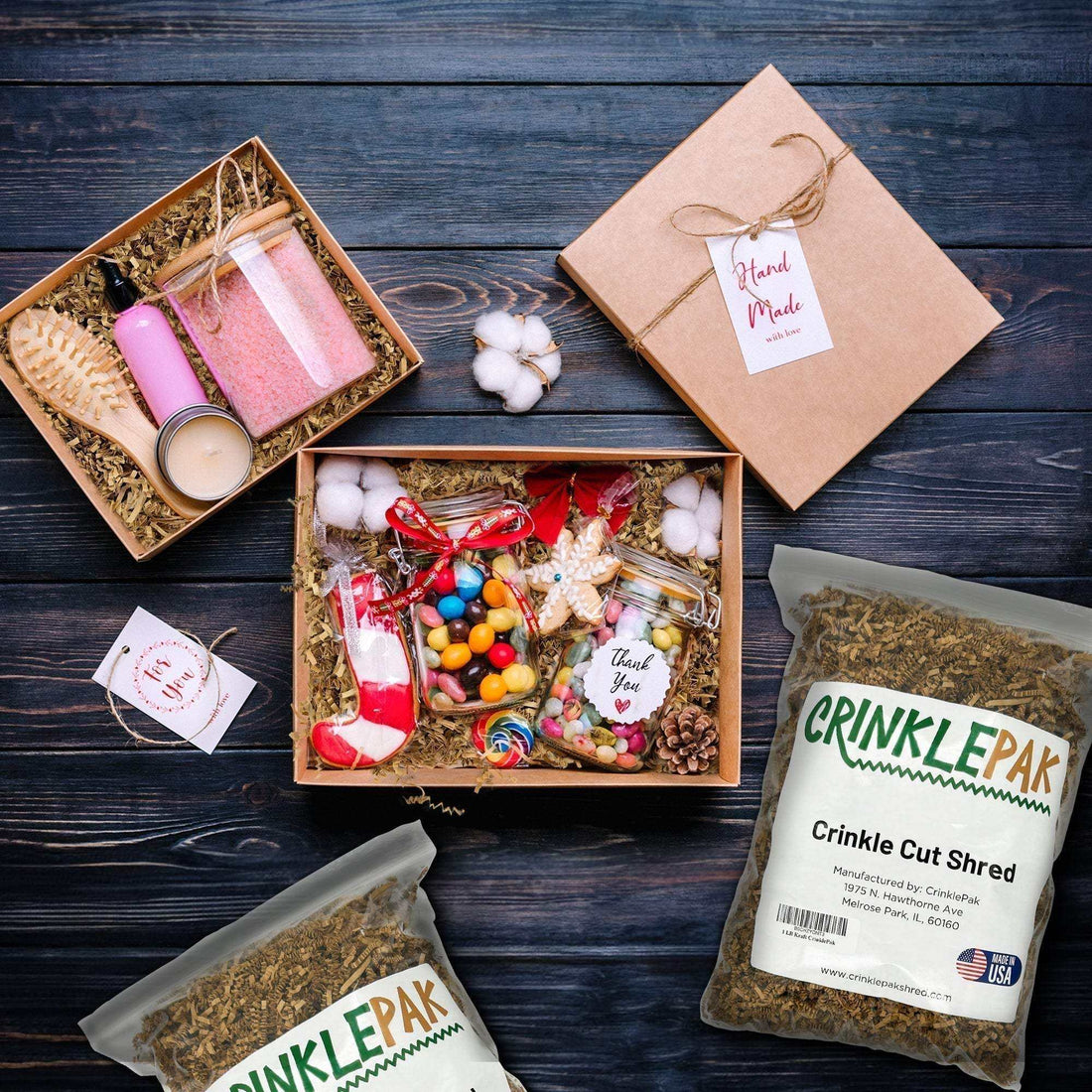 Bulk crinkle paper in a cardboard box for packaging and decoration purposes