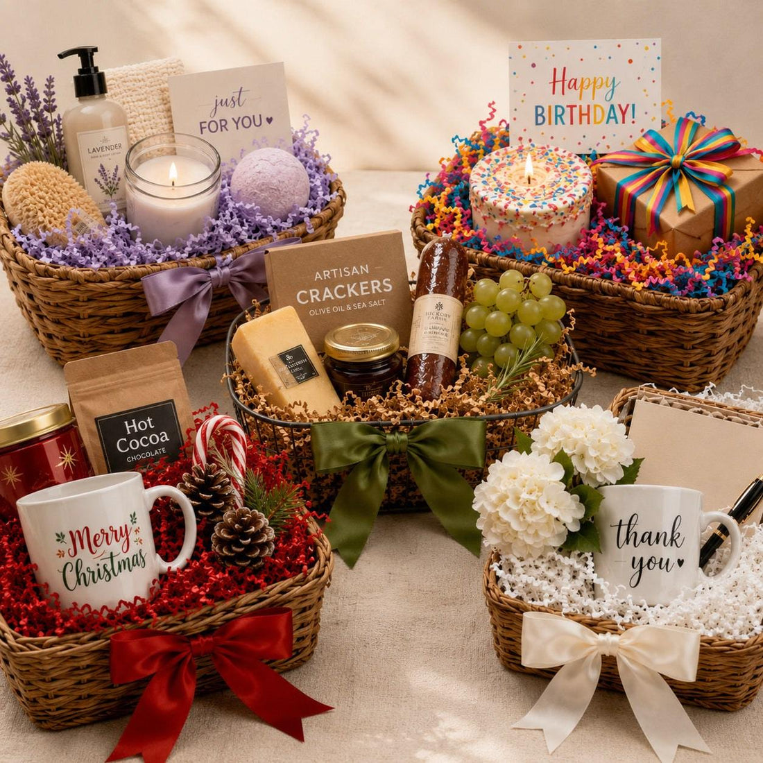 gift basket ideas with crinkle paper filler