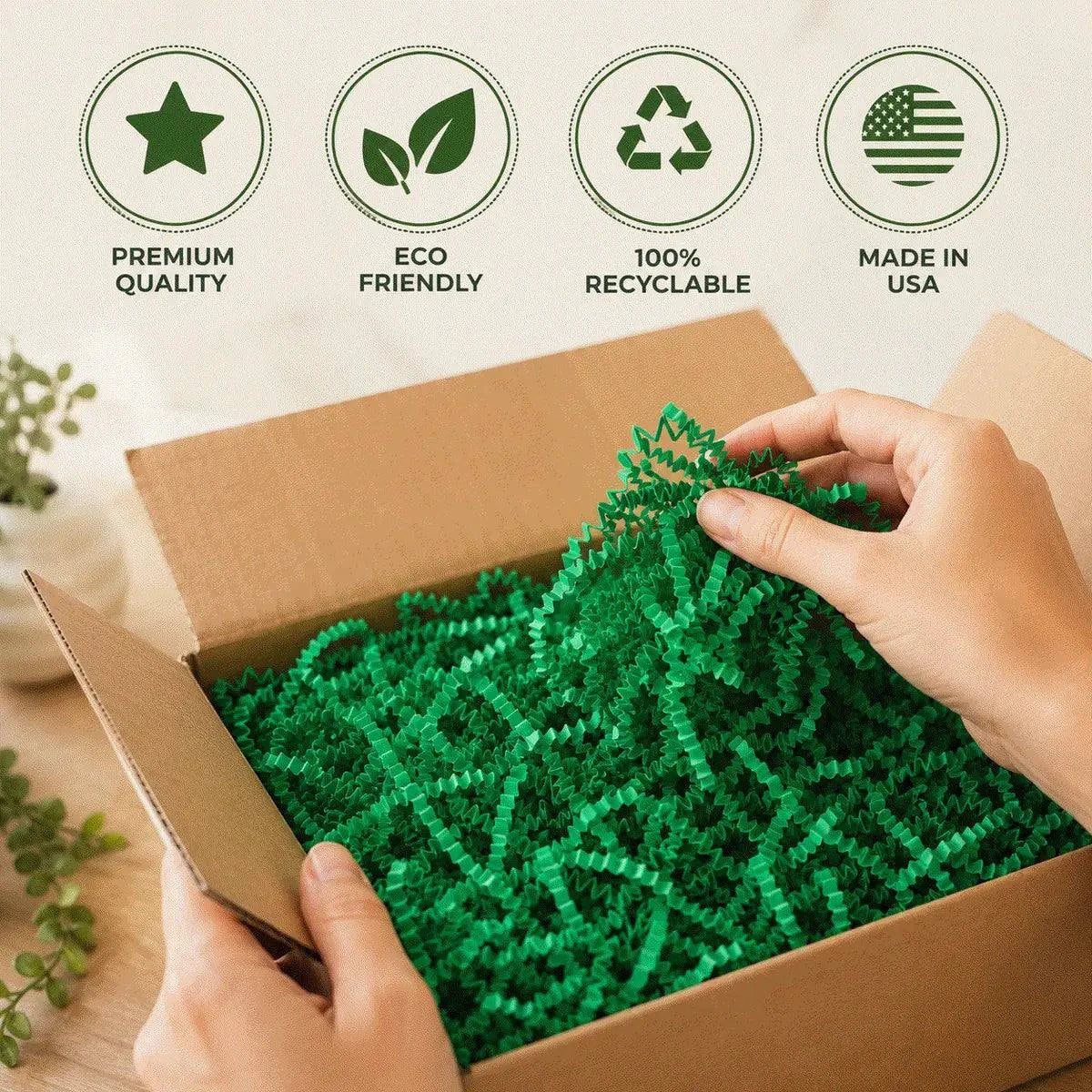10 LB green crinkle paper shred for gift packaging and cushioning