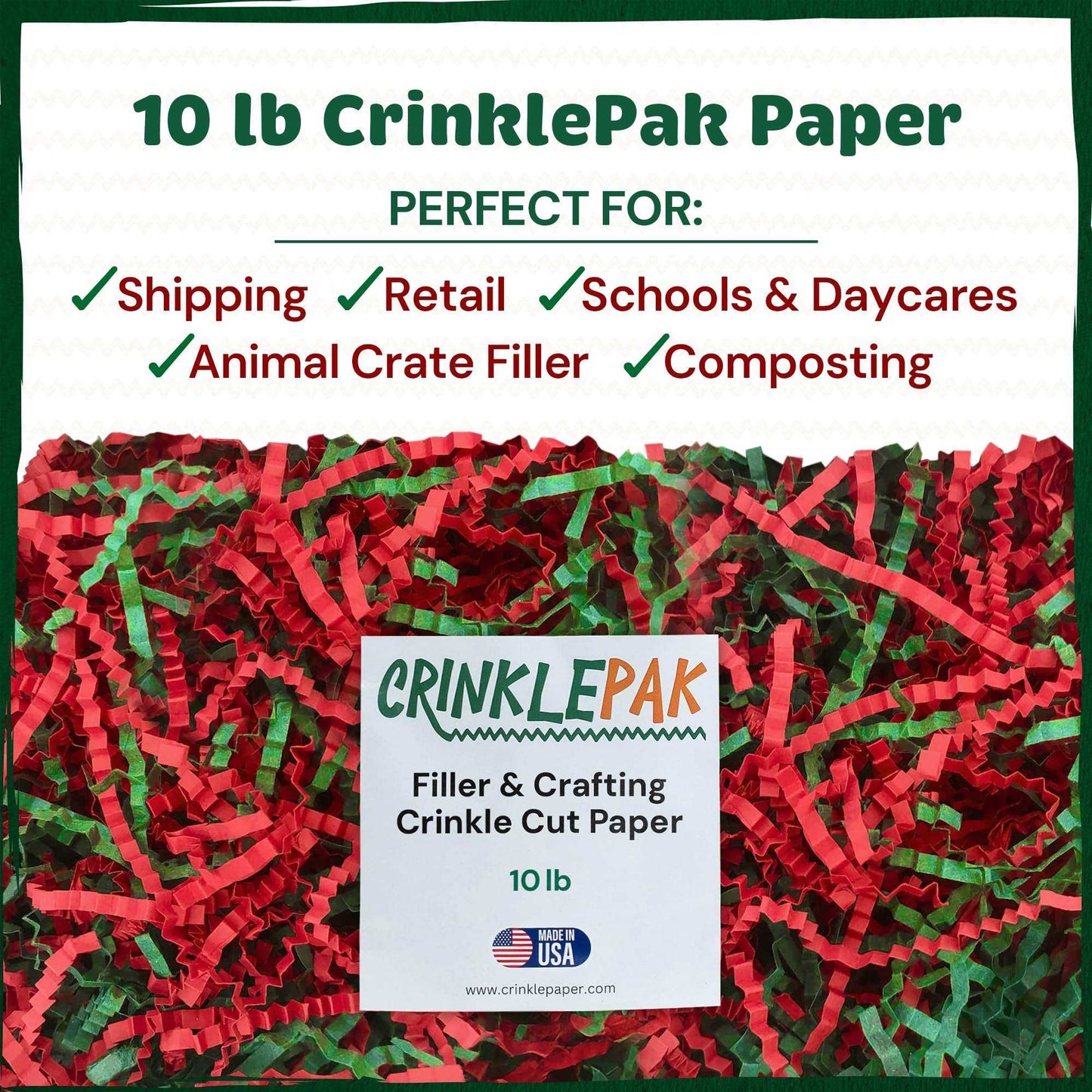 10 lb bundle of colorful Christmas crinkle paper for festive gift packaging and cushioning