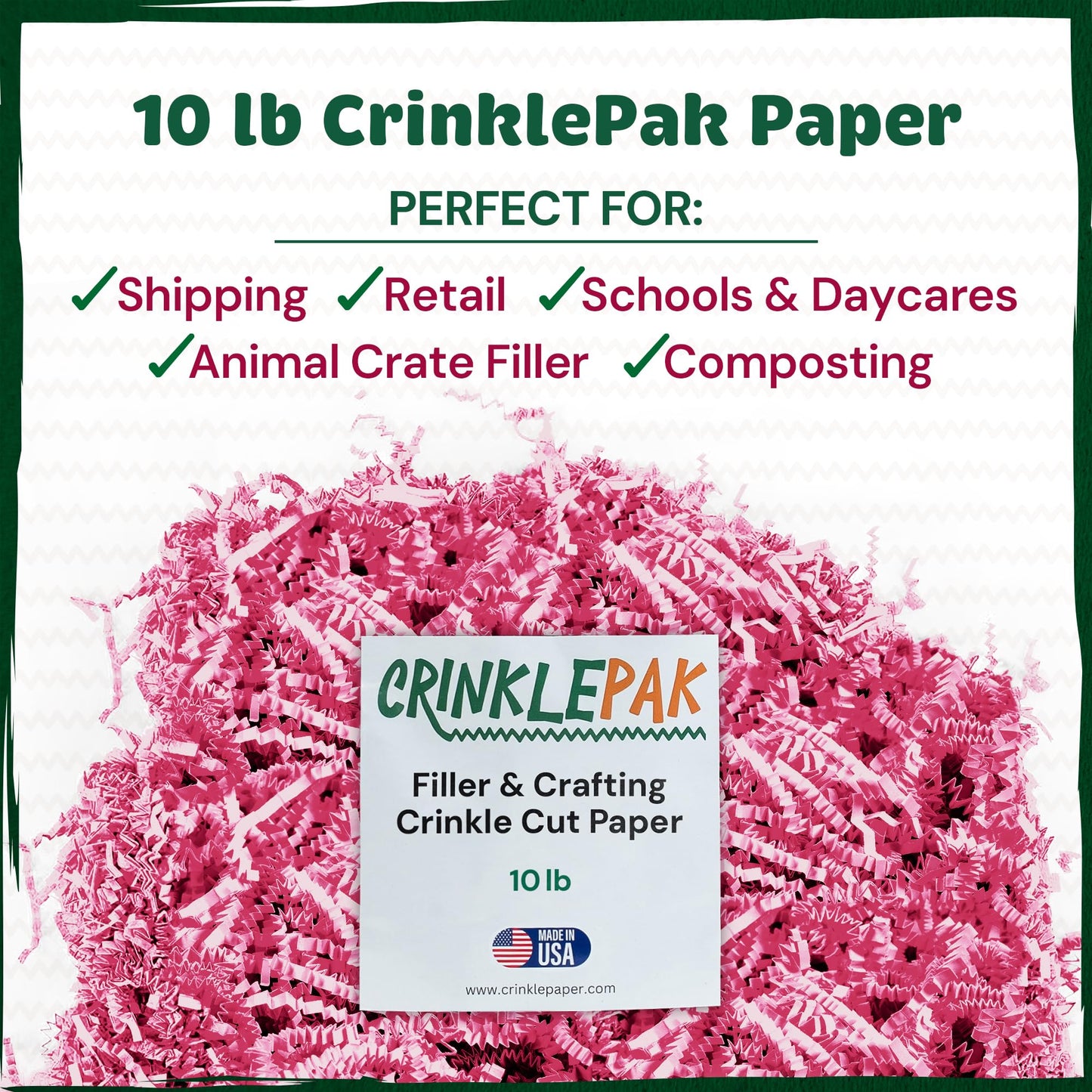Bulk 10lb vibrant pink crinkle paper gift basket filler shredded cushioning material
