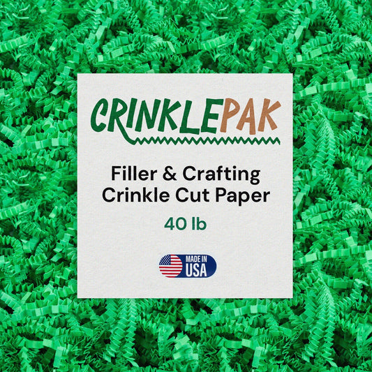40 LB Green Crinkle Paper shred for eco-friendly gift packaging and cushioning