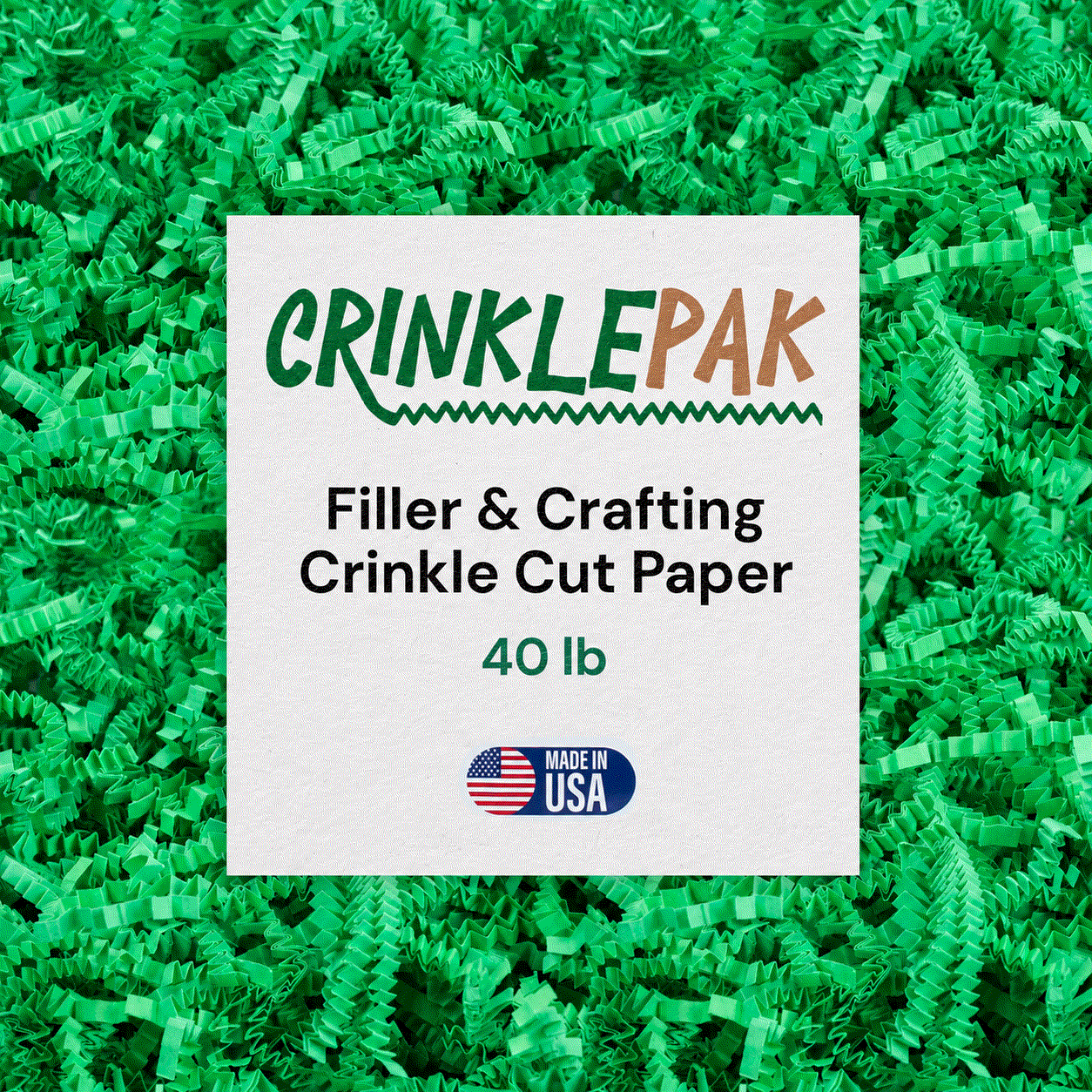 40 LB green crinkle paper shred for eco-friendly gift packaging and cushioning