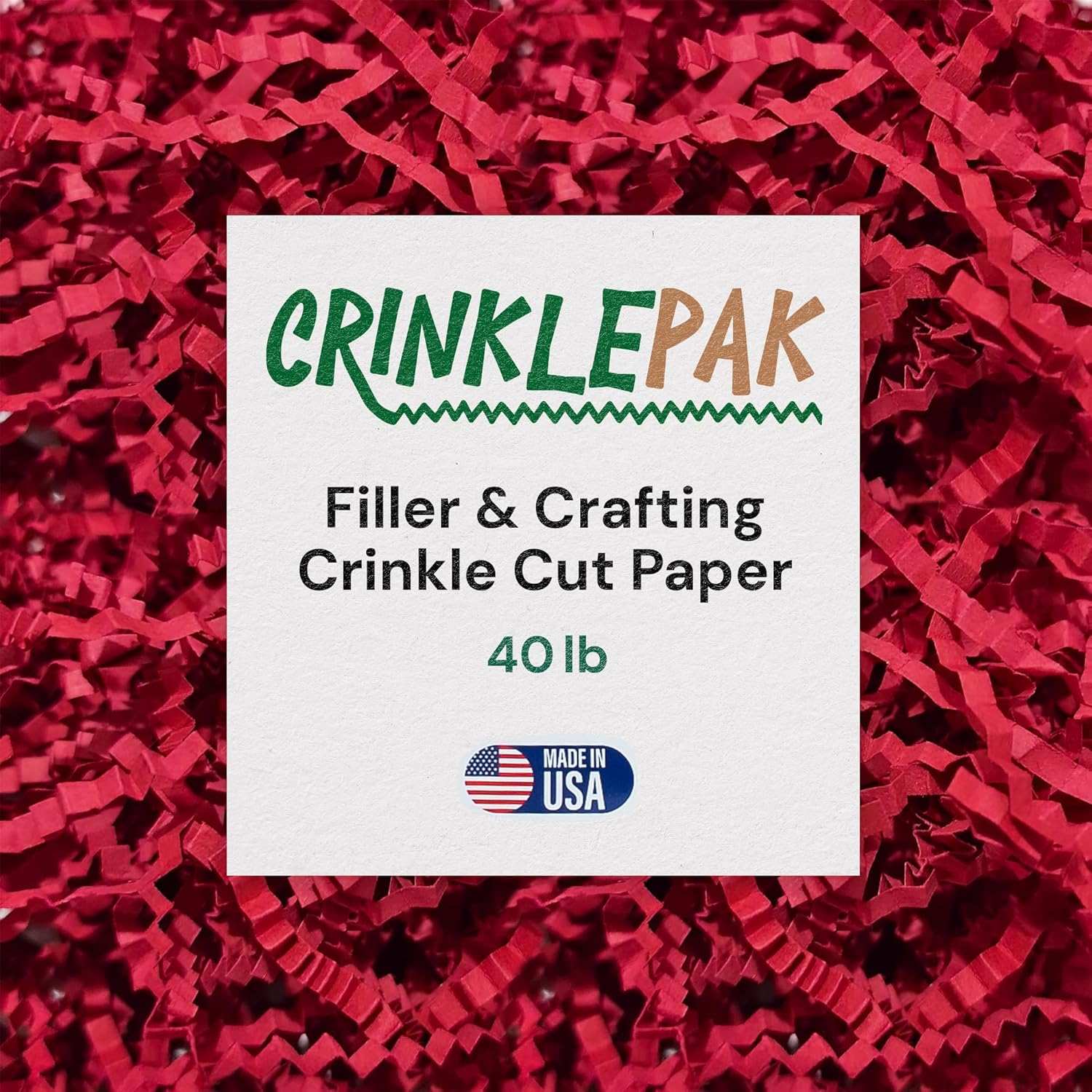 40 lb pack of red crinkle cut shred paper filler for packaging and crafting