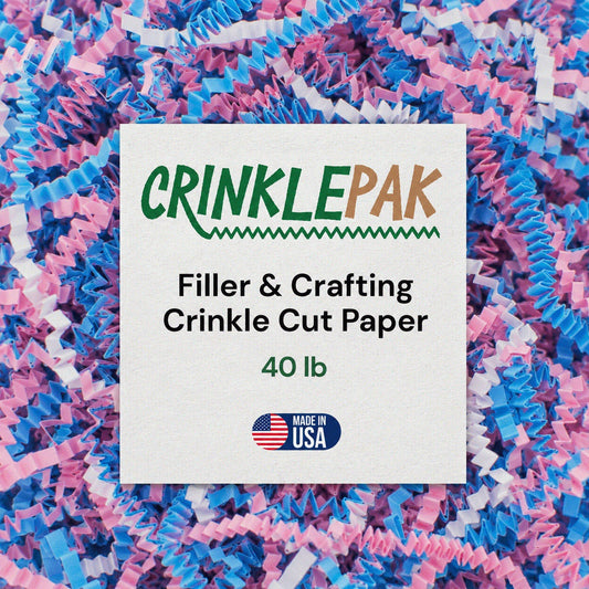 Box of Crinkle Paper 40LB Baby Blend pastel shredded paper filler for gift packaging and shipping