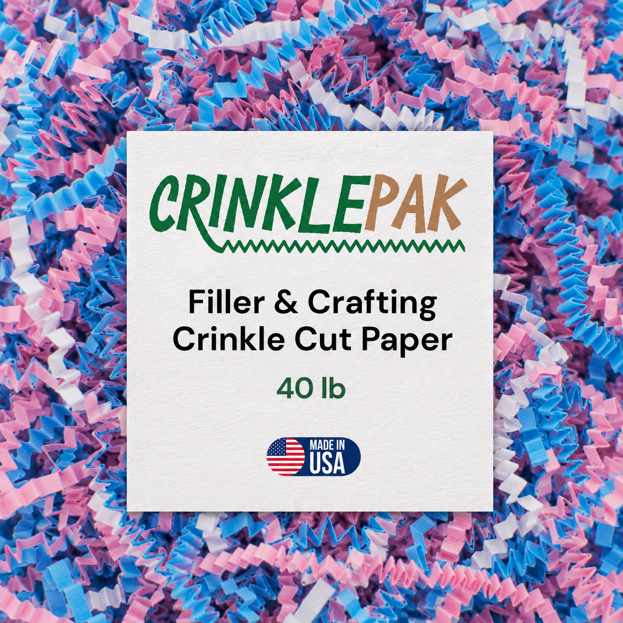 Crinkle Paper 40LB Baby Blend USA made soft colorful crinkle paper filler for gift wrapping and packaging