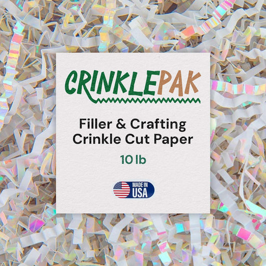 10lb white iridescent crinkle paper filler for elegant packaging and crafting