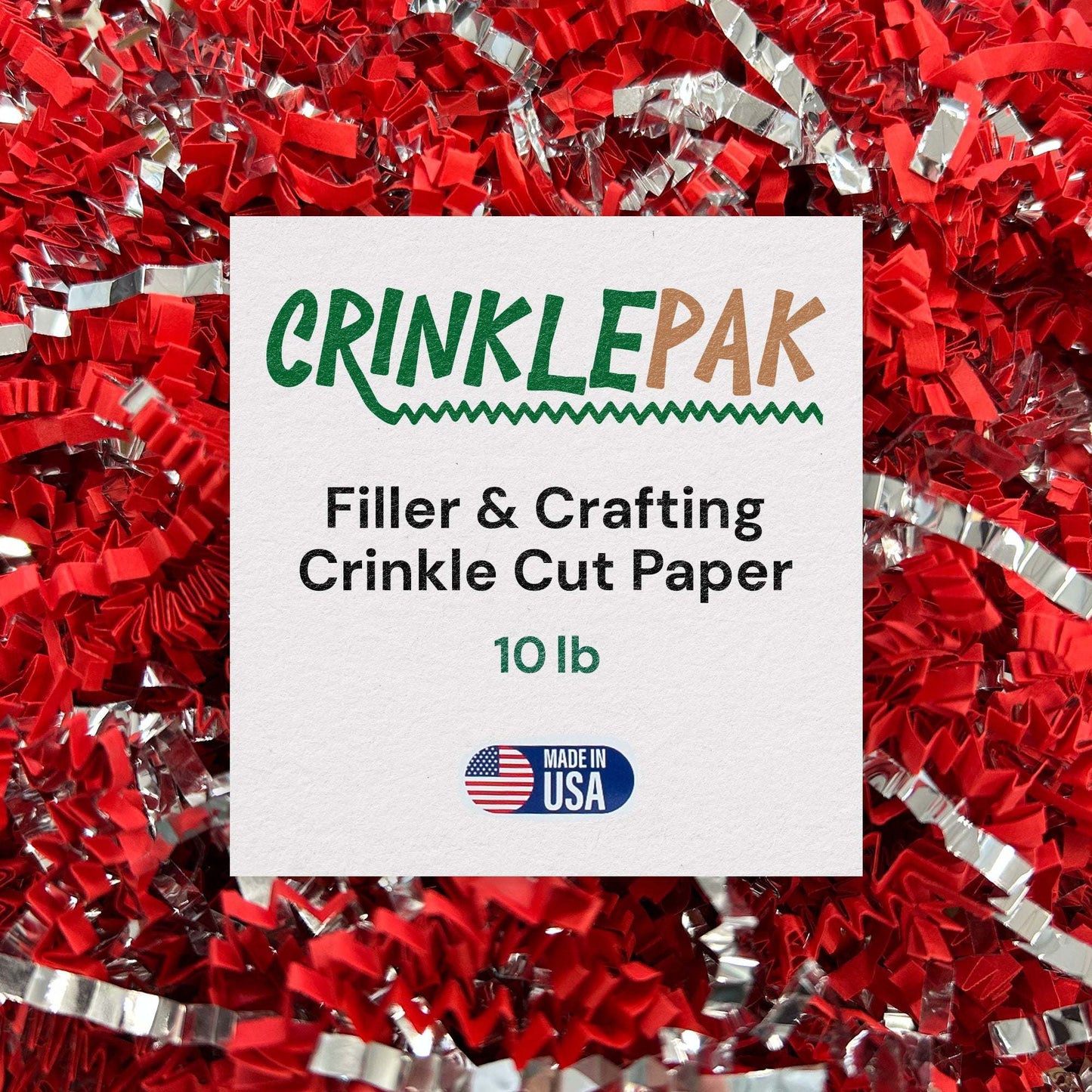 10lb premium red and silver metallic crinkle paper for gift packaging and cushioning
