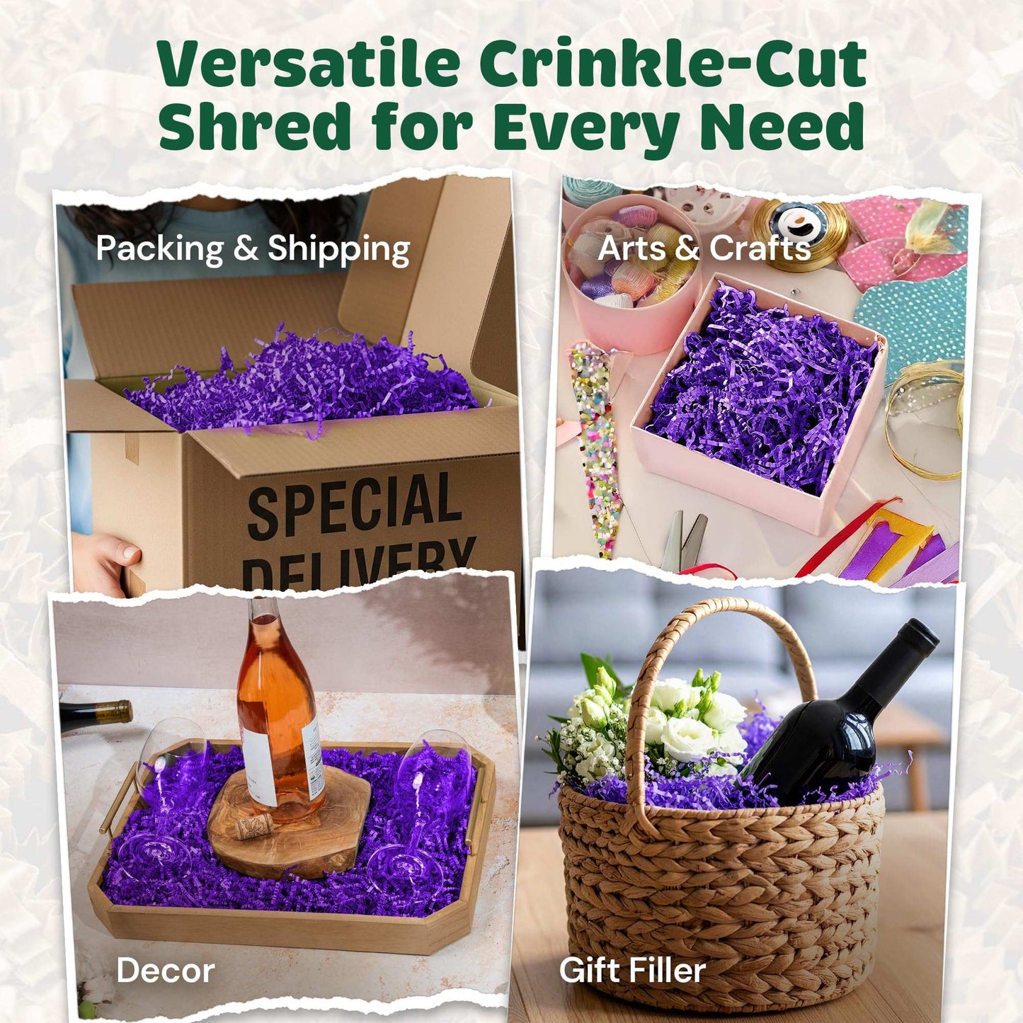 40lb purple crinkle paper for premium packaging and cushioning