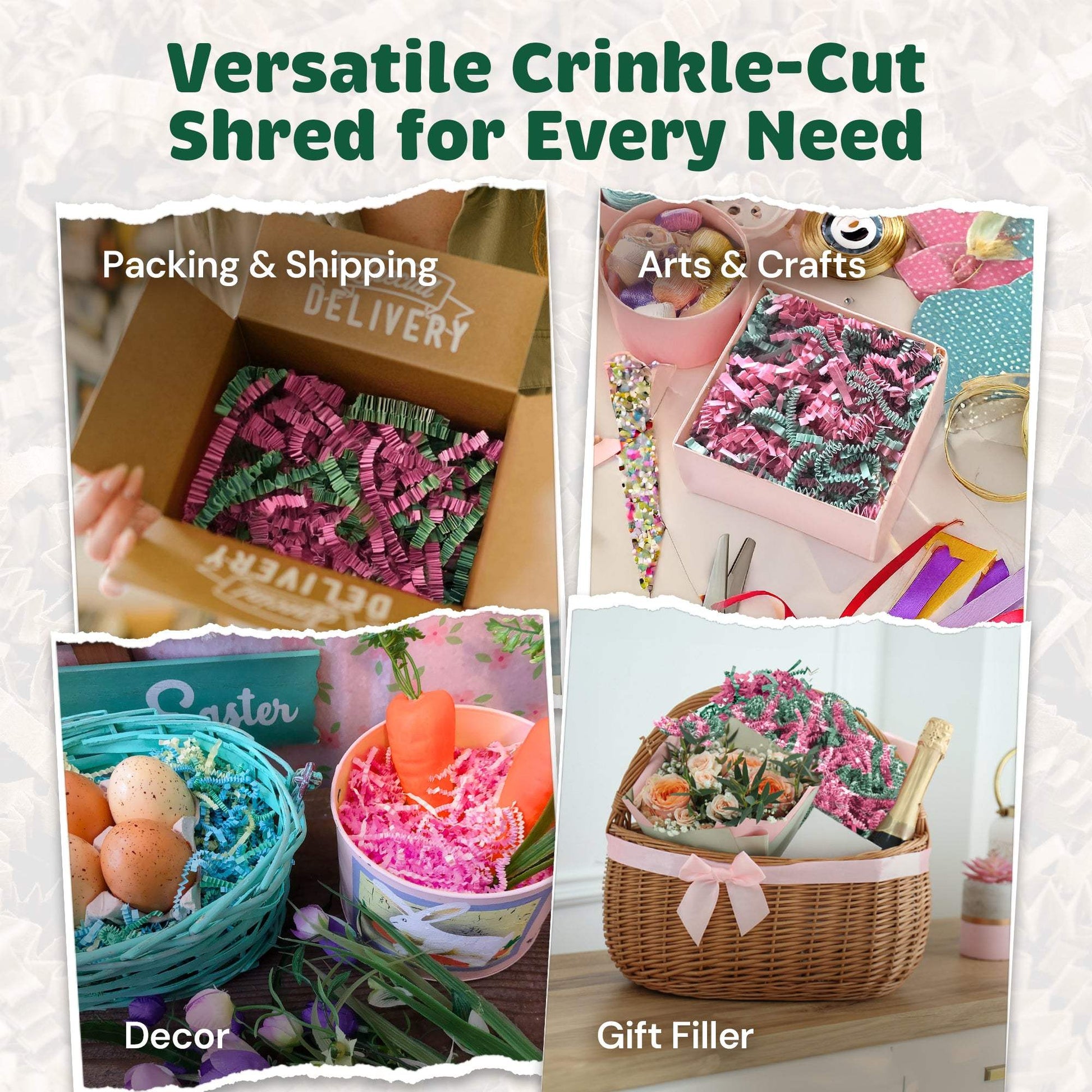 Colorful Easter Grass in assorted bright shades for festive Easter basket filling and spring decorations