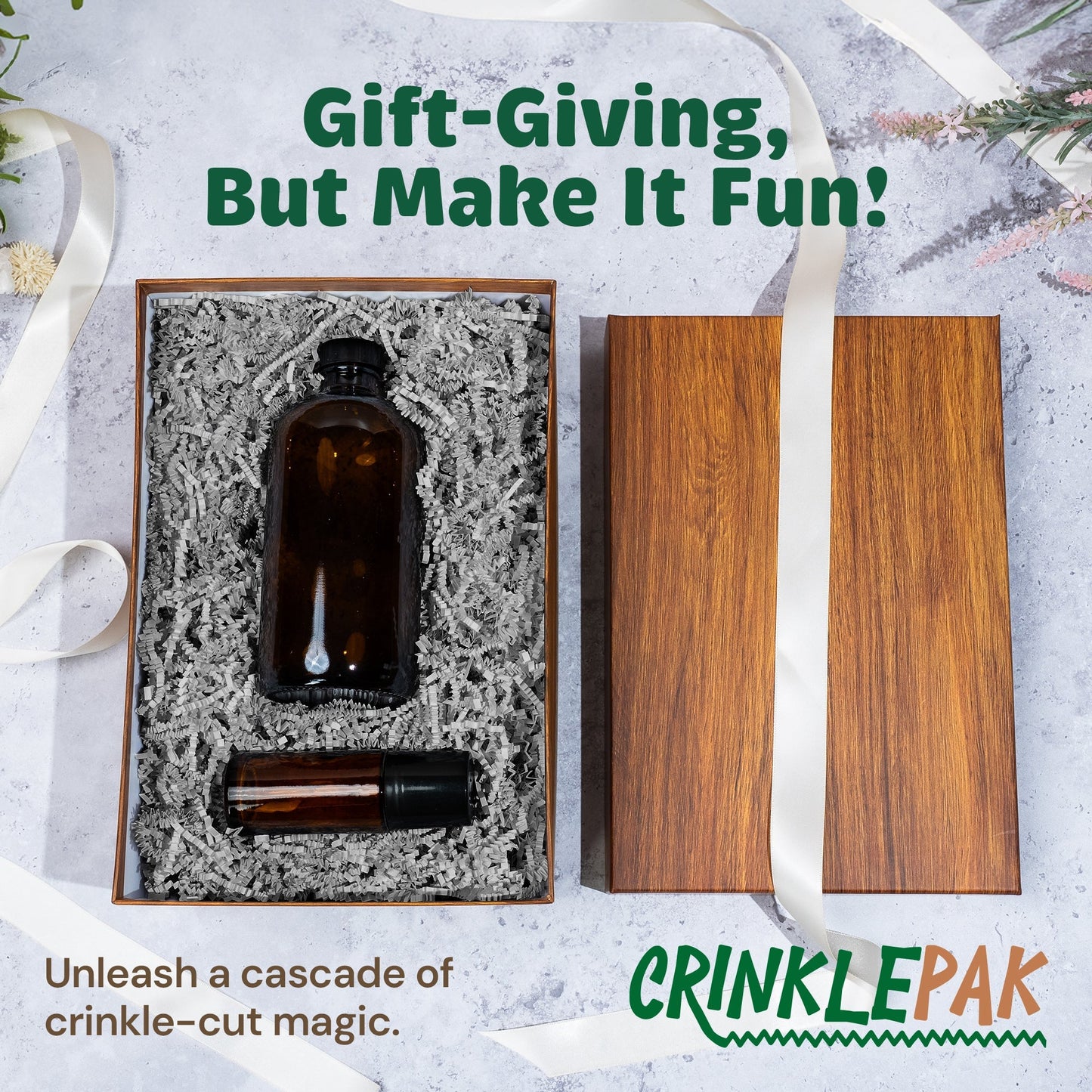 Gray CrinklePak 40LB USA made crinkle paper filler for packaging and gift wrapping