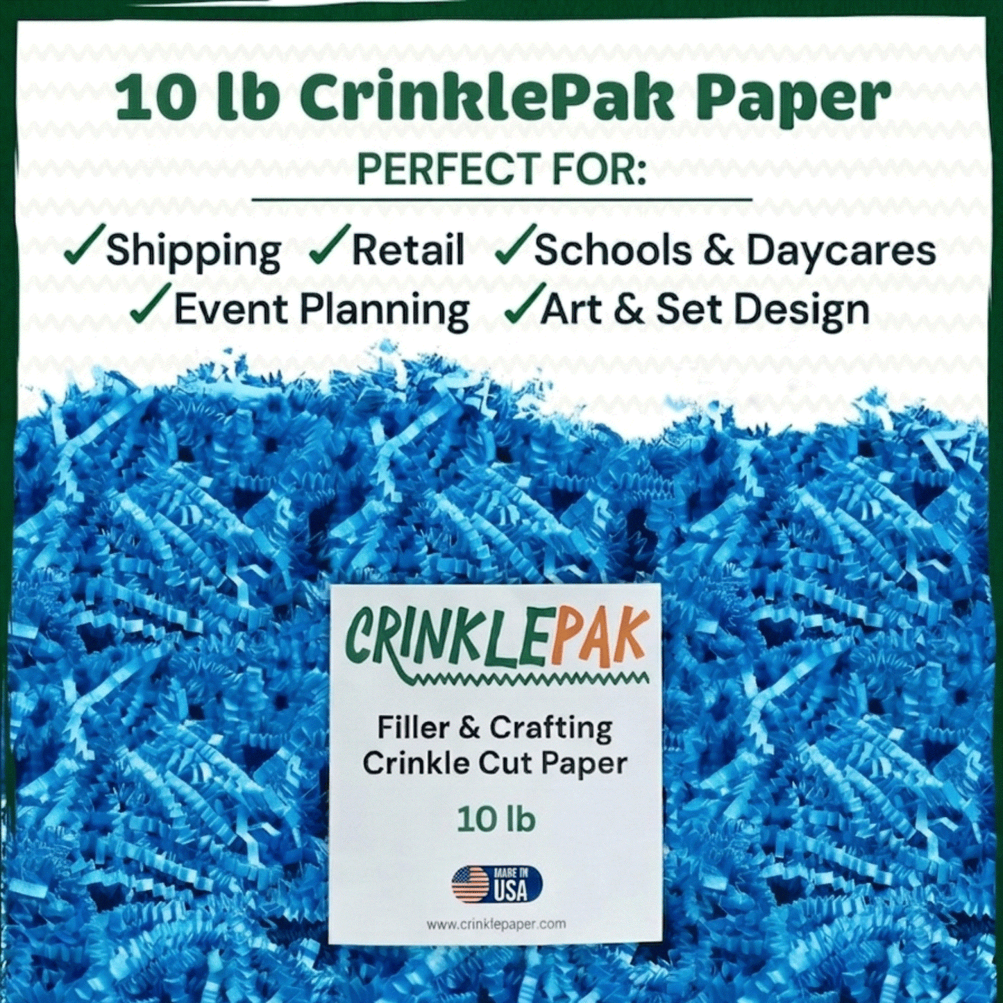 10 LB bag of light blue crinkle paper for gift packaging and decoration