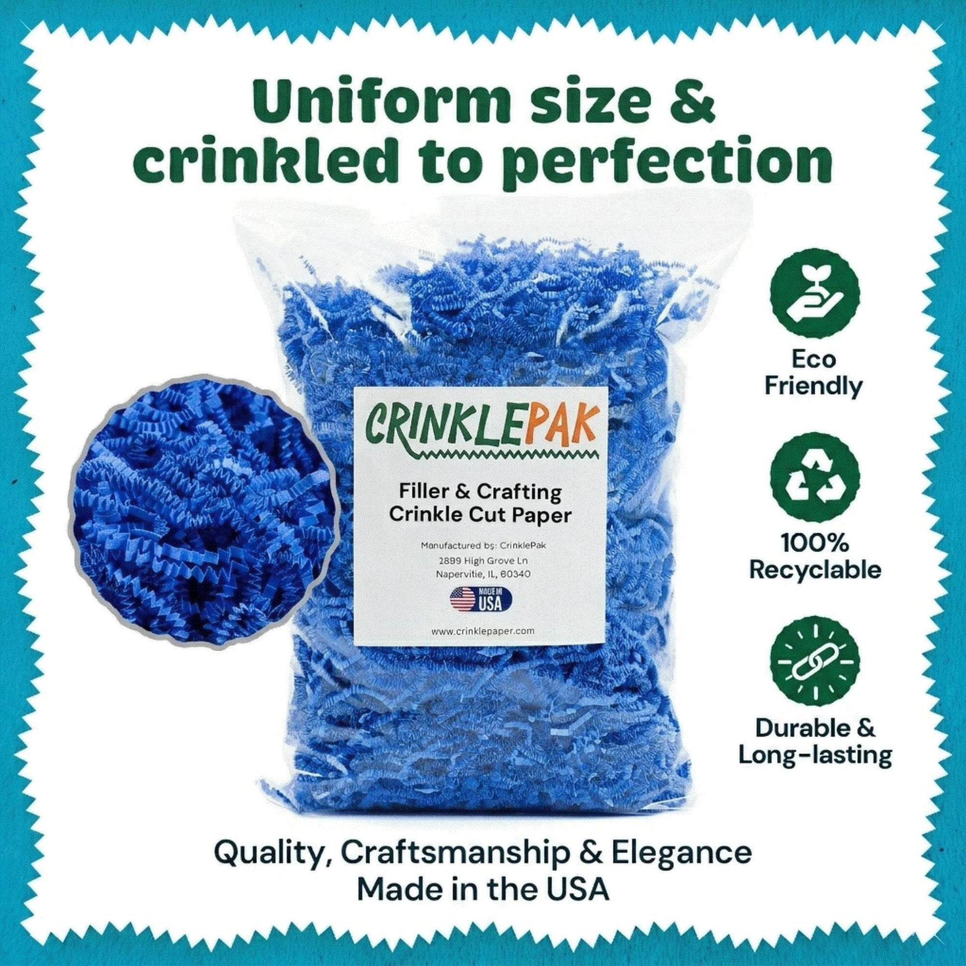 10 LB bag of light blue crinkle paper for decorative and protective packaging