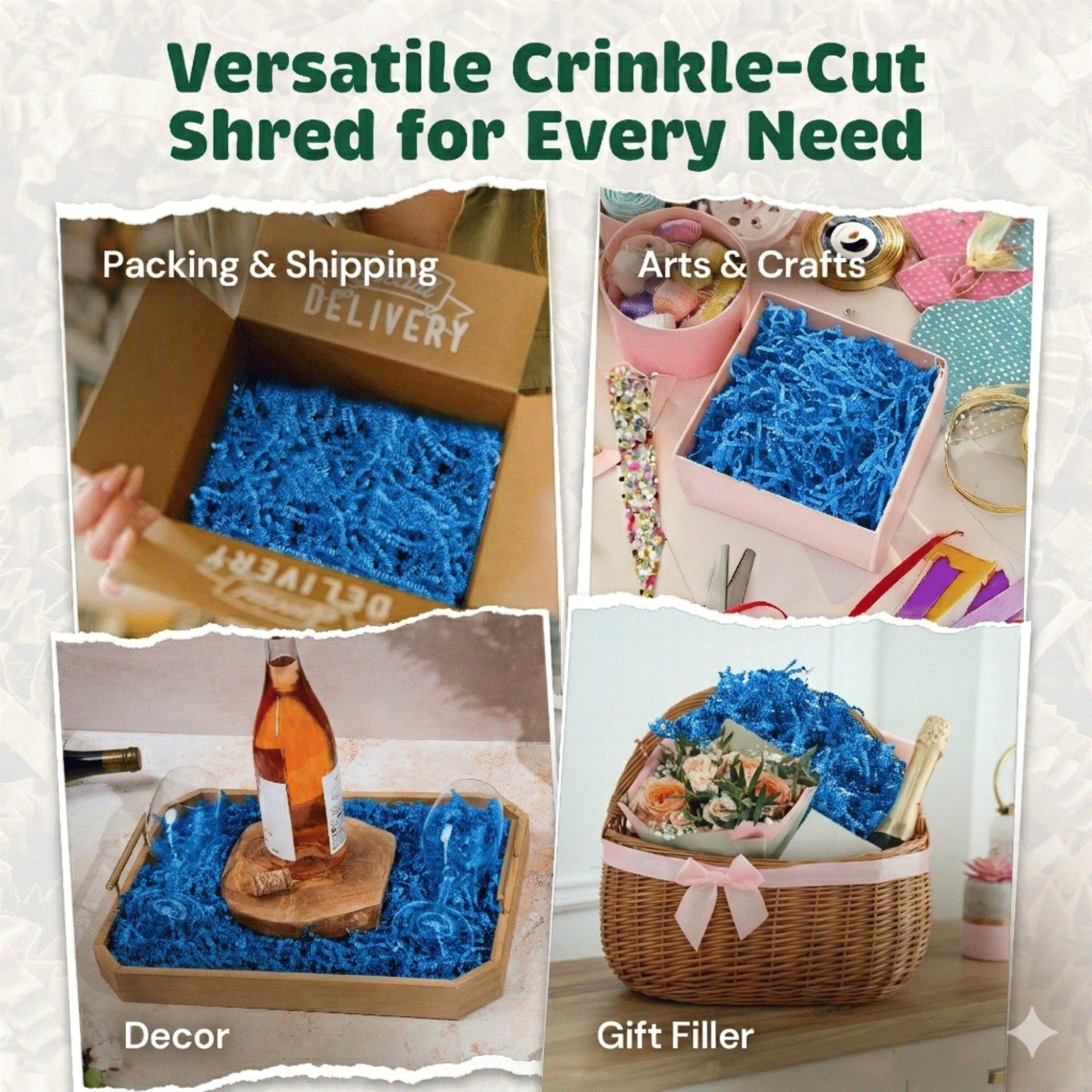 10 LB bag of light blue crinkle paper for packaging and gift wrapping