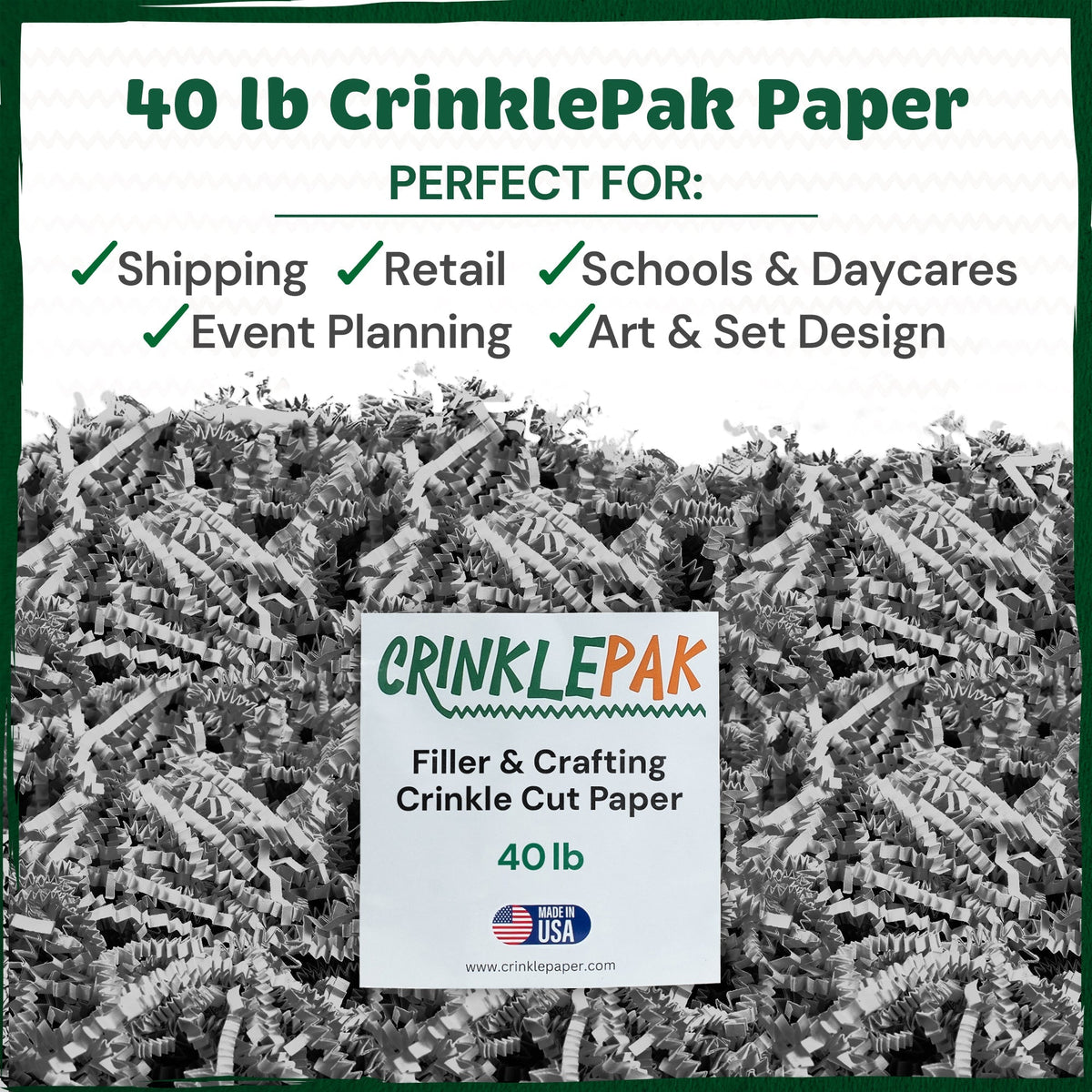 CrinklePak 40LB gray crinkle paper filler for packaging