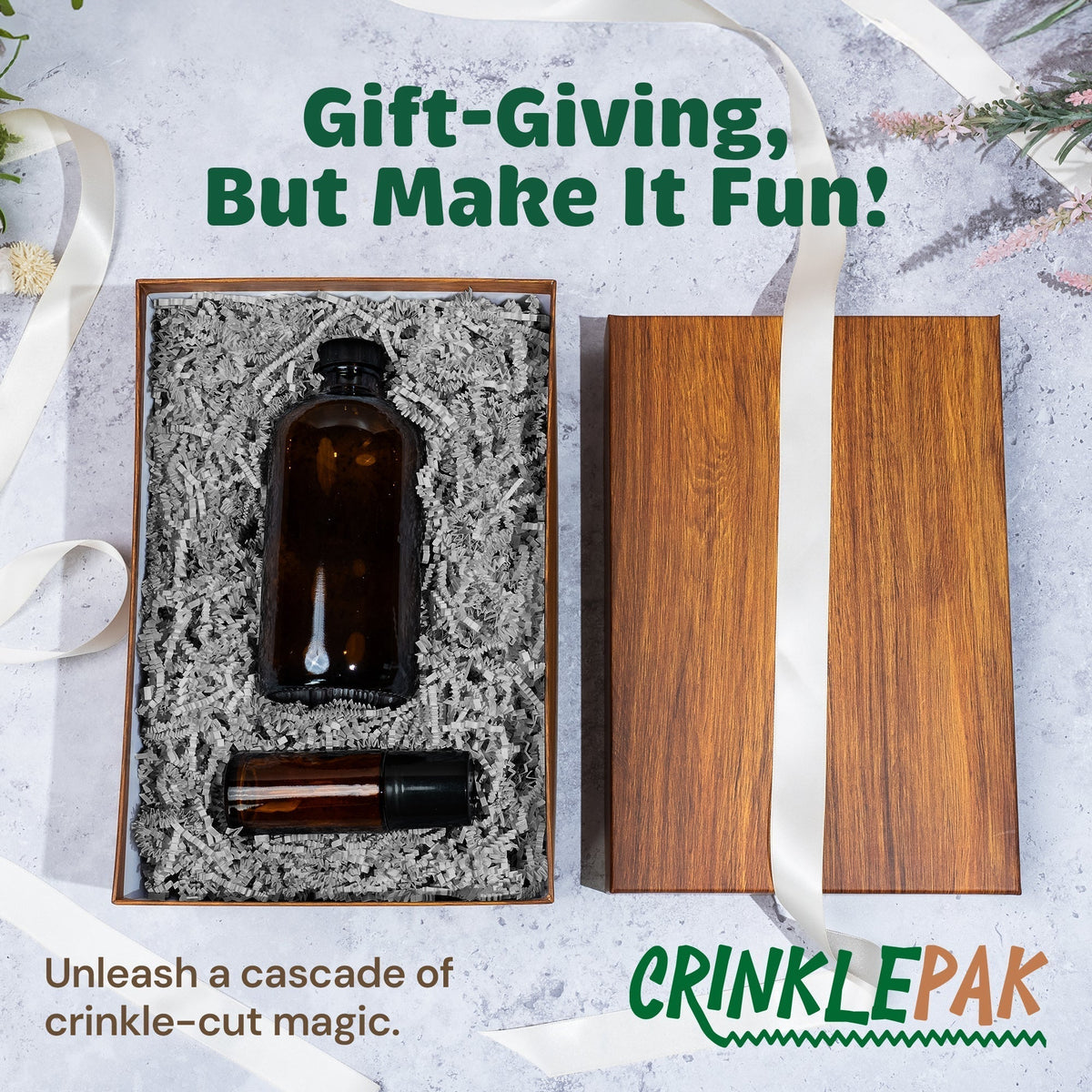 CrinklePak 40LB gray crinkle paper filler for packaging and gift wrapping