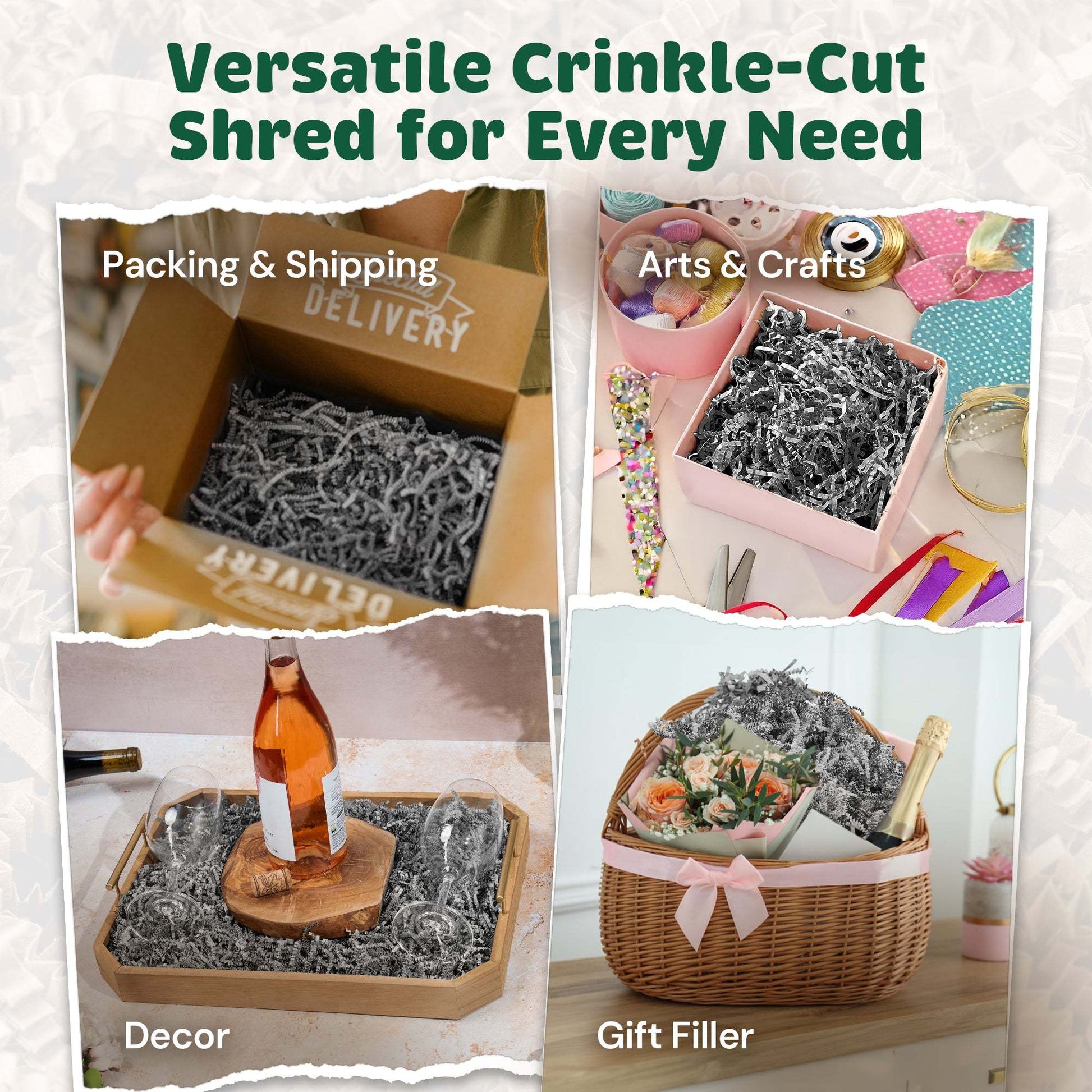 Crinkle Paper 10LB Gray USA made crinkle paper filler for protective and decorative packaging