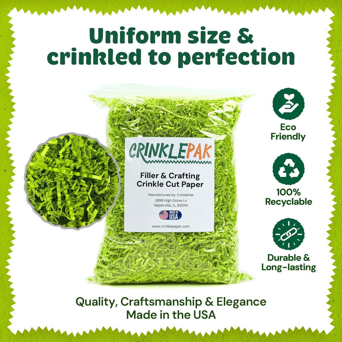 40 LB LIME GREEN CRINKLE PAPER