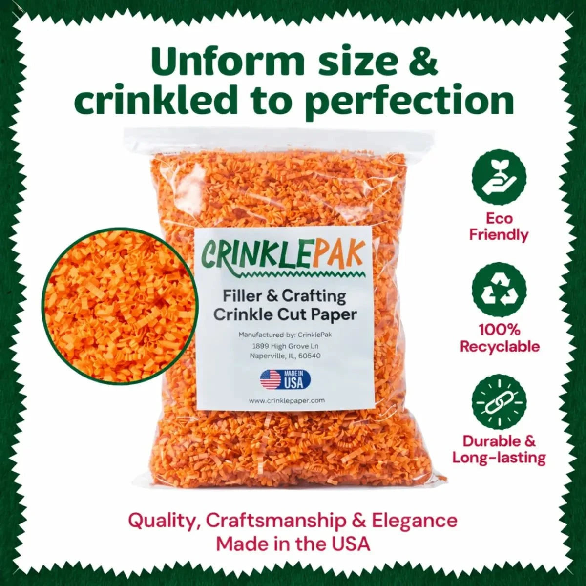 40 lb bulk bright orange biodegradable crinkle paper shredded packing filler