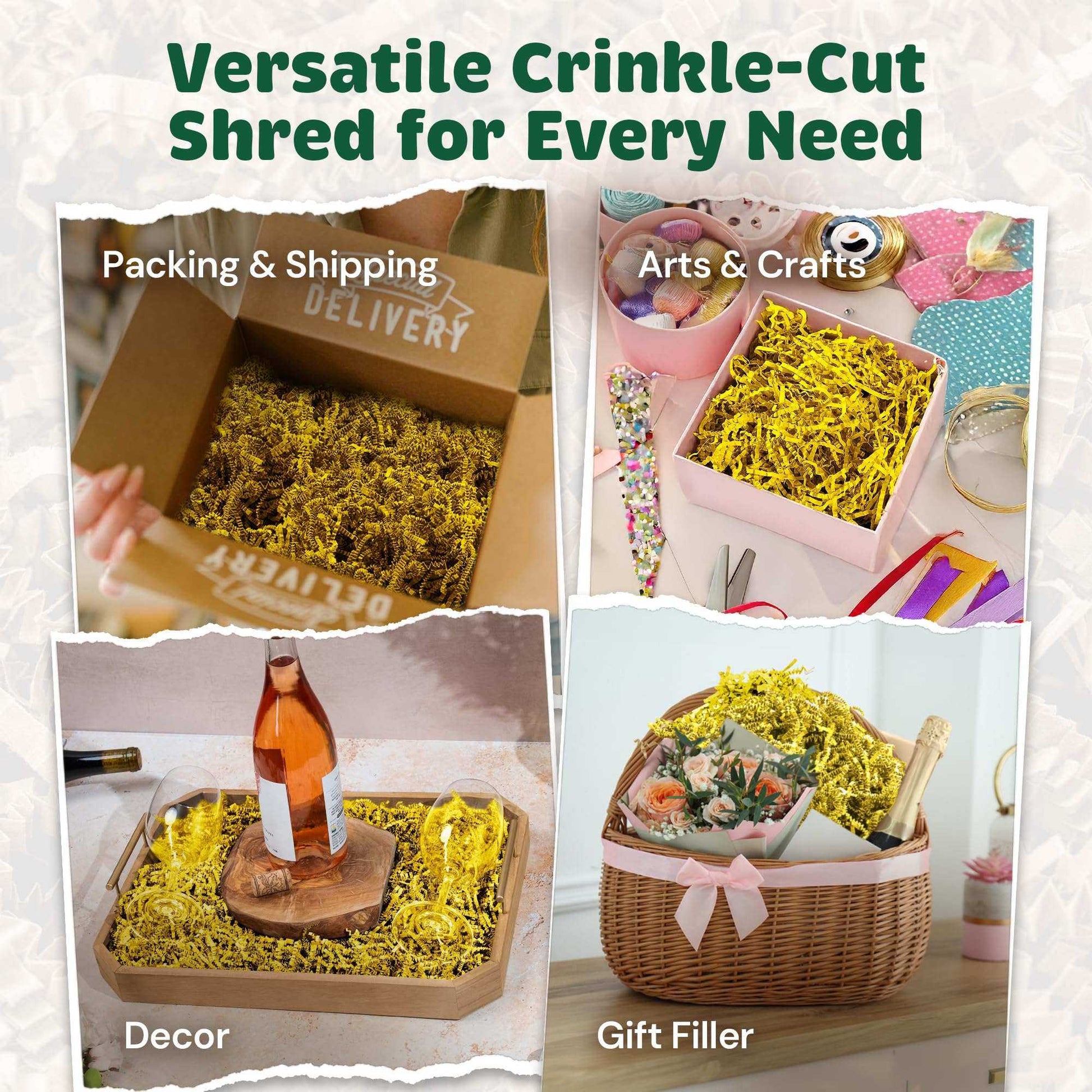 10 lb yellow crinkle paper shred for gift packaging and cushioning