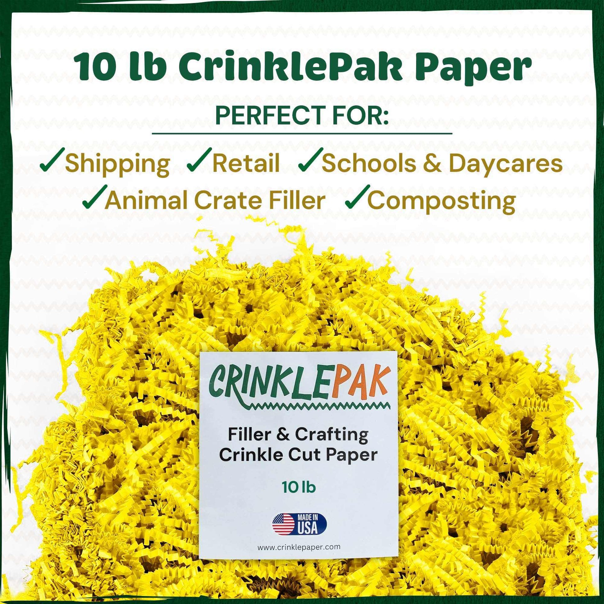 10 lb yellow crinkle paper shred for gift packaging and cushioning